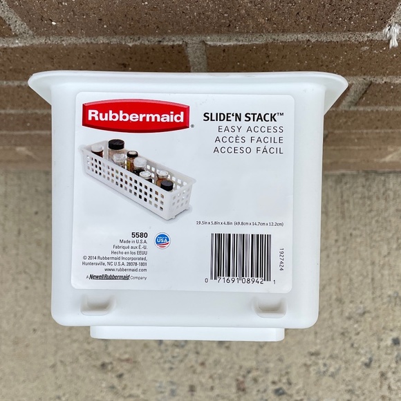 Bin Storage Organize Rubbermaid Slide'N Stack White Stackable - Picture 1 of 7